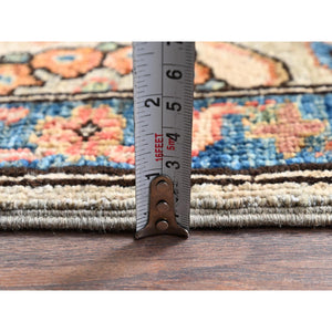 2'10"x12' Light Green, Heriz All Over Design, Aryana Collection, Vegetable Dyes, High Mountain Wool, Hand Knotted, Soft Pile, Densely Woven, Runner, Oriental Rug FWR6630