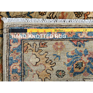 2'10"x12' Light Green, Heriz All Over Design, Aryana Collection, Vegetable Dyes, High Mountain Wool, Hand Knotted, Soft Pile, Densely Woven, Runner, Oriental Rug FWR6630