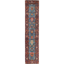 Load image into Gallery viewer, 2&#39;9&quot;x12&#39;10&quot; Imperial Blue, Heriz All Over Design, Aryana Grade, Vegetable Dyes, High Mountain Wool, Hand Knotted, Soft Pile, Densely Woven, Runner, Oriental Rug FWR6636
