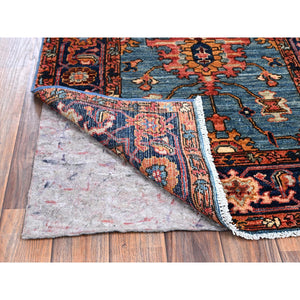 2'9"x12'10" Imperial Blue, Heriz All Over Design, Aryana Grade, Vegetable Dyes, High Mountain Wool, Hand Knotted, Soft Pile, Densely Woven, Runner, Oriental Rug FWR6636