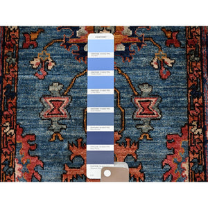 2'9"x12'10" Imperial Blue, Heriz All Over Design, Aryana Grade, Vegetable Dyes, High Mountain Wool, Hand Knotted, Soft Pile, Densely Woven, Runner, Oriental Rug FWR6636