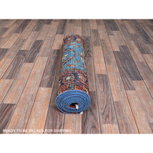 Load image into Gallery viewer, 2&#39;9&quot;x12&#39;10&quot; Imperial Blue, Heriz All Over Design, Aryana Grade, Vegetable Dyes, High Mountain Wool, Hand Knotted, Soft Pile, Densely Woven, Runner, Oriental Rug FWR6636