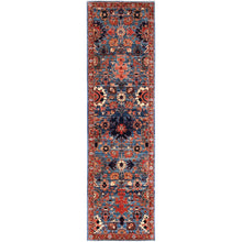 Load image into Gallery viewer, 2&#39;8&quot;x10&#39; Horizon Blue, Heriz All Over Design, Aryana Collection, Vegetable Dyes, High Mountain Wool, Hand Knotted, Soft Pile, Densely Woven, Runner, Oriental Rug FWR6642