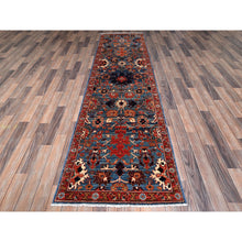 Load image into Gallery viewer, 2&#39;8&quot;x10&#39; Horizon Blue, Heriz All Over Design, Aryana Collection, Vegetable Dyes, High Mountain Wool, Hand Knotted, Soft Pile, Densely Woven, Runner, Oriental Rug FWR6642