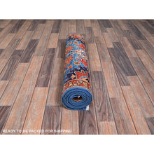 Load image into Gallery viewer, 2&#39;8&quot;x10&#39; Horizon Blue, Heriz All Over Design, Aryana Collection, Vegetable Dyes, High Mountain Wool, Hand Knotted, Soft Pile, Densely Woven, Runner, Oriental Rug FWR6642