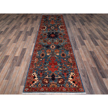 Load image into Gallery viewer, 2&#39;9&quot;x9&#39;9&quot; Imperial Blue, Heriz All Over Design, Aryana Collection, Vegetable Dyes, Soft Pile, High Mountain Wool, Hand Knotted, Densely Woven, Runner, Oriental Rug FWR6648