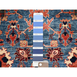 2'9"x9'9" Imperial Blue, Heriz All Over Design, Aryana Collection, Vegetable Dyes, Soft Pile, High Mountain Wool, Hand Knotted, Densely Woven, Runner, Oriental Rug FWR6648