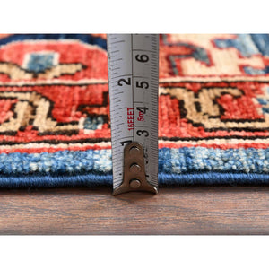 2'9"x9'9" Imperial Blue, Heriz All Over Design, Aryana Collection, Vegetable Dyes, Soft Pile, High Mountain Wool, Hand Knotted, Densely Woven, Runner, Oriental Rug FWR6648