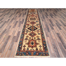 Load image into Gallery viewer, 2&#39;9&quot;x11&#39;9&quot; Parchment White, Karajeh With Tribal Medallions Design, Aryana Collection, Vegetable Dyes, High Mountain Wool, Soft Pile, Hand Knotted, Densely Woven, Runner, Oriental Rug FWR6654