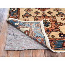 Load image into Gallery viewer, 2&#39;9&quot;x11&#39;9&quot; Parchment White, Karajeh With Tribal Medallions Design, Aryana Collection, Vegetable Dyes, High Mountain Wool, Soft Pile, Hand Knotted, Densely Woven, Runner, Oriental Rug FWR6654