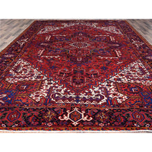 Load image into Gallery viewer, 10&#39;x12&#39;9&quot; Goji Berry Red With Large Centre Medallion, 100% Wool, Hand Knotted, Tribal Weaving, Clean, Ends And Sides Secured, Good Condition, Persian Heriz Vintage Oriental Rug FWR660