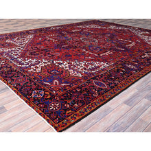 Load image into Gallery viewer, 10&#39;x12&#39;9&quot; Goji Berry Red With Large Centre Medallion, 100% Wool, Hand Knotted, Tribal Weaving, Clean, Ends And Sides Secured, Good Condition, Persian Heriz Vintage Oriental Rug FWR660