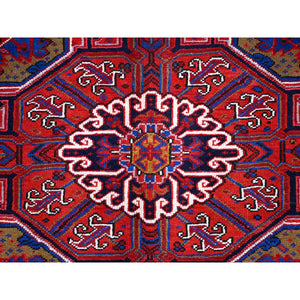 10'x12'9" Goji Berry Red With Large Centre Medallion, 100% Wool, Hand Knotted, Tribal Weaving, Clean, Ends And Sides Secured, Good Condition, Persian Heriz Vintage Oriental Rug FWR660