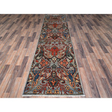 Load image into Gallery viewer, 2&#39;8&quot;x10&#39;1&quot; Misty Gray, Bijar Garus Design, Aryana Grade, Vegetable Dyes, High Mountain Wool, Hand Knotted, Soft Pile, Densely Woven, Runner, Oriental Rug FWR6666
