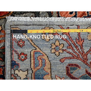 2'8"x10'1" Misty Gray, Bijar Garus Design, Aryana Grade, Vegetable Dyes, High Mountain Wool, Hand Knotted, Soft Pile, Densely Woven, Runner, Oriental Rug FWR6666