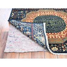 Load image into Gallery viewer, 2&#39;9&quot;x10&#39;2&quot; Navy Blue, Mamluk Design, Aryana Collection, Vegetable Dyes, Soft Pile, High Mountain Wool, Hand Knotted, Densely Woven, Runner, Oriental Rug FWR6672