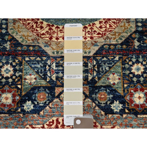 2'9"x10'2" Navy Blue, Mamluk Design, Aryana Collection, Vegetable Dyes, Soft Pile, High Mountain Wool, Hand Knotted, Densely Woven, Runner, Oriental Rug FWR6672