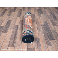 Load image into Gallery viewer, 2&#39;9&quot;x10&#39;2&quot; Navy Blue, Mamluk Design, Aryana Collection, Vegetable Dyes, Soft Pile, High Mountain Wool, Hand Knotted, Densely Woven, Runner, Oriental Rug FWR6672