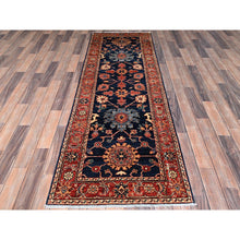 Load image into Gallery viewer, 2&#39;6&quot;x7&#39;9&quot; Yale Blue, Heriz All Over Design, Aryana Collection, Vegetable Dyes, Hand Knotted, Soft Pile, High Mountain Wool, Densely Woven, Runner, Oriental Rug FWR6678