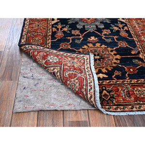 2'6"x7'9" Yale Blue, Heriz All Over Design, Aryana Collection, Vegetable Dyes, Hand Knotted, Soft Pile, High Mountain Wool, Densely Woven, Runner, Oriental Rug FWR6678