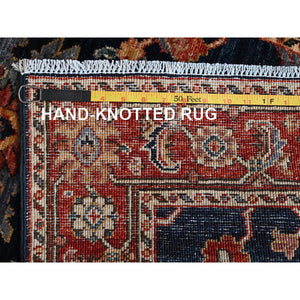 2'6"x7'9" Yale Blue, Heriz All Over Design, Aryana Collection, Vegetable Dyes, Hand Knotted, Soft Pile, High Mountain Wool, Densely Woven, Runner, Oriental Rug FWR6678