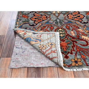 2'9"x10' Harbor Mist Gray, Bijar Garus Design, Aryana Collection, Vegetable Dyes, High Mountain Wool, Hand Knotted, Soft Pile, Densely Woven, Runner, Oriental Rug FWR6696