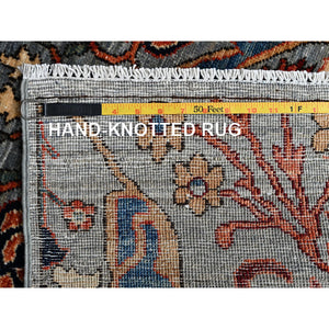 2'9"x10' Harbor Mist Gray, Bijar Garus Design, Aryana Collection, Vegetable Dyes, High Mountain Wool, Hand Knotted, Soft Pile, Densely Woven, Runner, Oriental Rug FWR6696