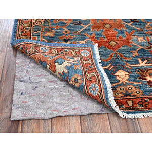 3'x10' Bayern Blue, Heriz All Over Design, Aryana Collection, Vegetable Dyes, Soft Pile, High Mountain Wool, Hand Knotted, Densely Woven, Runner, Oriental Rug FWR6702