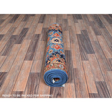 Load image into Gallery viewer, 3&#39;x10&#39; Bayern Blue, Heriz All Over Design, Aryana Collection, Vegetable Dyes, Soft Pile, High Mountain Wool, Hand Knotted, Densely Woven, Runner, Oriental Rug FWR6702
