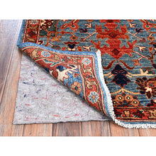 Load image into Gallery viewer, 2&#39;10&quot;x9&#39;10&quot; Aegean Blue, Heriz All Over Design, Aryana Collection, Vegetable Dyes, Hand Knotted, Soft Pile, High Mountain Wool, Densely Woven, Runner, Oriental Rug FWR6708