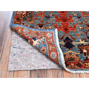 2'10"x9'10" Aegean Blue, Heriz All Over Design, Aryana Collection, Vegetable Dyes, Hand Knotted, Soft Pile, High Mountain Wool, Densely Woven, Runner, Oriental Rug FWR6708