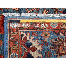 Load image into Gallery viewer, 2&#39;10&quot;x9&#39;10&quot; Aegean Blue, Heriz All Over Design, Aryana Collection, Vegetable Dyes, Hand Knotted, Soft Pile, High Mountain Wool, Densely Woven, Runner, Oriental Rug FWR6708