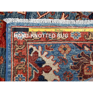 2'10"x9'10" Aegean Blue, Heriz All Over Design, Aryana Collection, Vegetable Dyes, Hand Knotted, Soft Pile, High Mountain Wool, Densely Woven, Runner, Oriental Rug FWR6708