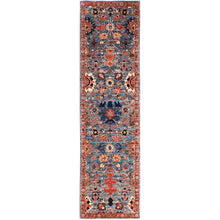 Load image into Gallery viewer, 2&#39;9&quot;x10&#39;1&quot; Imperial Blue, Heriz All Over Design, Aryana Collection, Vegetable Dyes, Soft Pile, High Mountain Wool, Hand Knotted, Densely Woven, Runner, Oriental Rug FWR6714