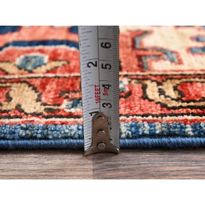 2'9"x10'1" Imperial Blue, Heriz All Over Design, Aryana Collection, Vegetable Dyes, Soft Pile, High Mountain Wool, Hand Knotted, Densely Woven, Runner, Oriental Rug FWR6714