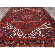 Load image into Gallery viewer, 8&#39;7&#39;x11&#39;1&quot; Cherry Red, Tribal Village Nomad Art With Large Geometric Motif, Vibrant Wool, Hand Knotted, Ends And Sides Secured Professionally, Cleaned, Mint Condition, Vintage Persian Heriz Oriental Rug FWR666