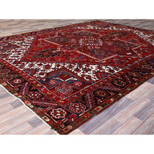 Load image into Gallery viewer, 8&#39;7&#39;x11&#39;1&quot; Cherry Red, Tribal Village Nomad Art With Large Geometric Motif, Vibrant Wool, Hand Knotted, Ends And Sides Secured Professionally, Cleaned, Mint Condition, Vintage Persian Heriz Oriental Rug FWR666