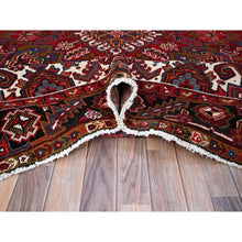 Load image into Gallery viewer, 8&#39;7&#39;x11&#39;1&quot; Cherry Red, Tribal Village Nomad Art With Large Geometric Motif, Vibrant Wool, Hand Knotted, Ends And Sides Secured Professionally, Cleaned, Mint Condition, Vintage Persian Heriz Oriental Rug FWR666