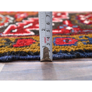 8'7'x11'1" Cherry Red, Tribal Village Nomad Art With Large Geometric Motif, Vibrant Wool, Hand Knotted, Ends And Sides Secured Professionally, Cleaned, Mint Condition, Vintage Persian Heriz Oriental Rug FWR666