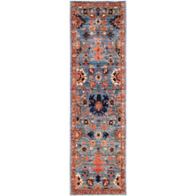 Load image into Gallery viewer, 2&#39;7&quot;x9&#39;9&quot; Bayern Blue, Heriz All Over Design, Aryana Grade, Vegetable Dyes, Soft Pile, High Mountain Wool, Hand Knotted, Densely Woven, Runner, Oriental Rug FWR6720