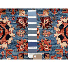 Load image into Gallery viewer, 2&#39;7&quot;x9&#39;9&quot; Bayern Blue, Heriz All Over Design, Aryana Grade, Vegetable Dyes, Soft Pile, High Mountain Wool, Hand Knotted, Densely Woven, Runner, Oriental Rug FWR6720