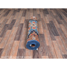 Load image into Gallery viewer, 2&#39;7&quot;x9&#39;9&quot; Bayern Blue, Heriz All Over Design, Aryana Grade, Vegetable Dyes, Soft Pile, High Mountain Wool, Hand Knotted, Densely Woven, Runner, Oriental Rug FWR6720