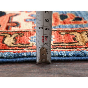2'7"x9'9" Bayern Blue, Heriz All Over Design, Aryana Grade, Vegetable Dyes, Soft Pile, High Mountain Wool, Hand Knotted, Densely Woven, Runner, Oriental Rug FWR6720