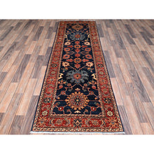 Load image into Gallery viewer, 2&#39;6&quot;x7&#39;10&quot; Midnight Blue, Heriz All Over Design, Aryana Collection, Vegetable Dyes, Hand Knotted, Soft Pile, High Mountain Wool, Densely Woven, Runner, Oriental Rug FWR6768