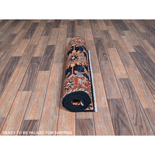 Load image into Gallery viewer, 2&#39;6&quot;x7&#39;10&quot; Midnight Blue, Heriz All Over Design, Aryana Collection, Vegetable Dyes, Hand Knotted, Soft Pile, High Mountain Wool, Densely Woven, Runner, Oriental Rug FWR6768