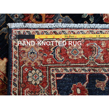Load image into Gallery viewer, 2&#39;6&quot;x7&#39;10&quot; Midnight Blue, Heriz All Over Design, Aryana Collection, Vegetable Dyes, Hand Knotted, Soft Pile, High Mountain Wool, Densely Woven, Runner, Oriental Rug FWR6768