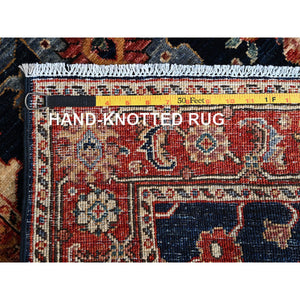 2'6"x7'10" Midnight Blue, Heriz All Over Design, Aryana Collection, Vegetable Dyes, Hand Knotted, Soft Pile, High Mountain Wool, Densely Woven, Runner, Oriental Rug FWR6768