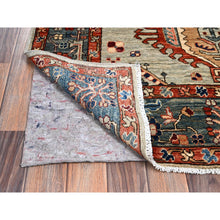 Load image into Gallery viewer, 4&#39;3&quot;x13&#39;1&quot; Light Green, Karajeh With Tribal Medallions Design, Aryana Collection, Vegetable Dyes, High Mountain Wool, Soft Pile, Hand Knotted, Densely Woven, Wide Runner, Oriental Rug FWR6786