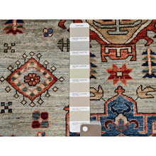 Load image into Gallery viewer, 4&#39;3&quot;x13&#39;1&quot; Light Green, Karajeh With Tribal Medallions Design, Aryana Collection, Vegetable Dyes, High Mountain Wool, Soft Pile, Hand Knotted, Densely Woven, Wide Runner, Oriental Rug FWR6786