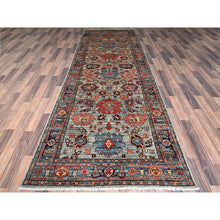 Load image into Gallery viewer, 4&#39;1&quot;x11&#39;9&quot; Agate Gray, Heriz All Over Design, Aryana Collection, Vegetable Dyes, Hand Knotted, Soft Pile, High Mountain Wool, Densely Woven, Wide Runner, Oriental Rug FWR6792